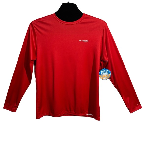 Columbia Men's Long Sleeve Shirt Size L Red Sun Protection Moisture-wicking - Picture 2 of 9